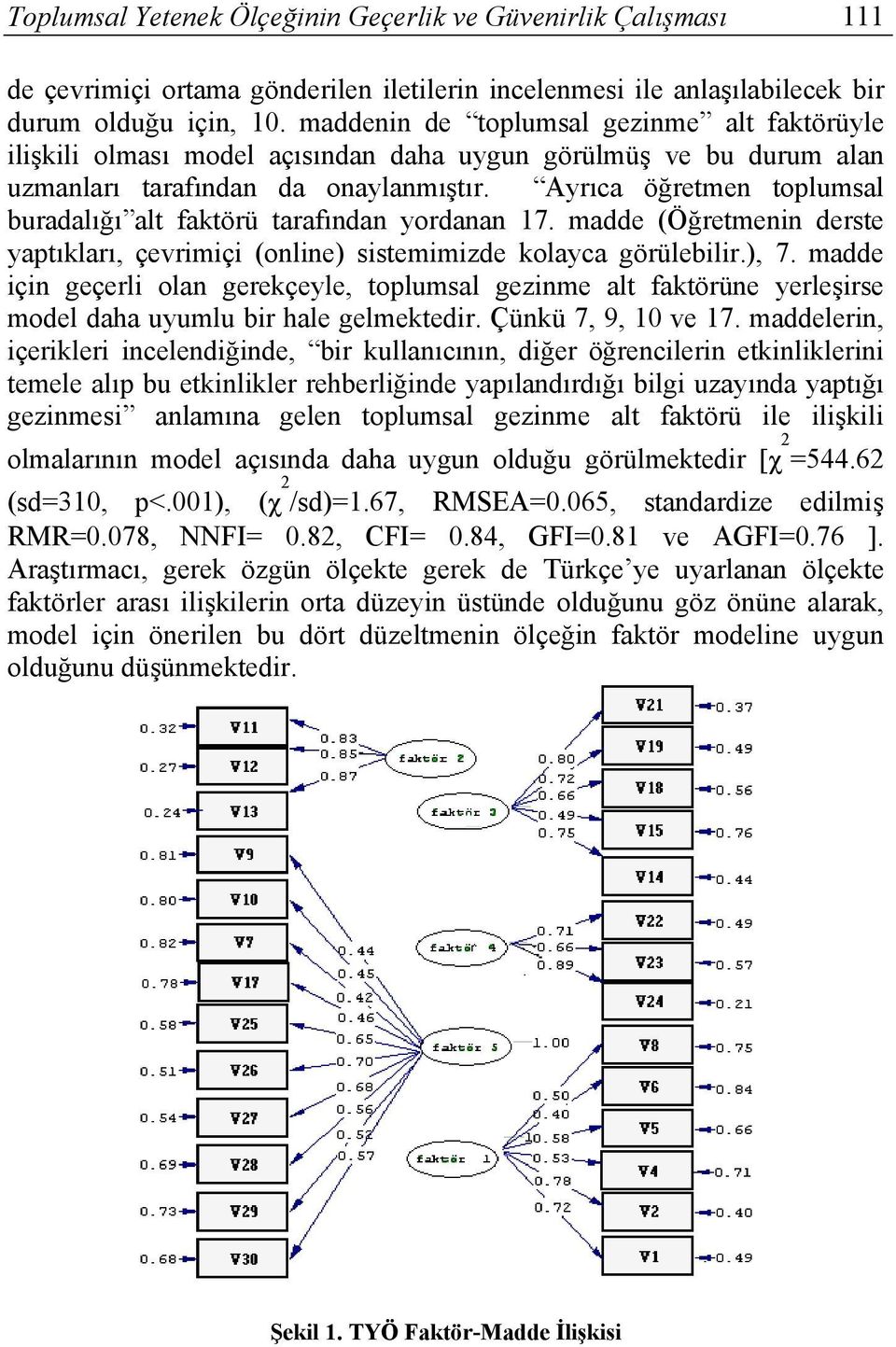 Ayrıca öğretmen toplumsal buradalığı alt faktörü tarafından yordanan 17. madde (Öğretmenin derste yaptıkları, çevrimiçi (online) sistemimizde kolayca görülebilir.), 7.