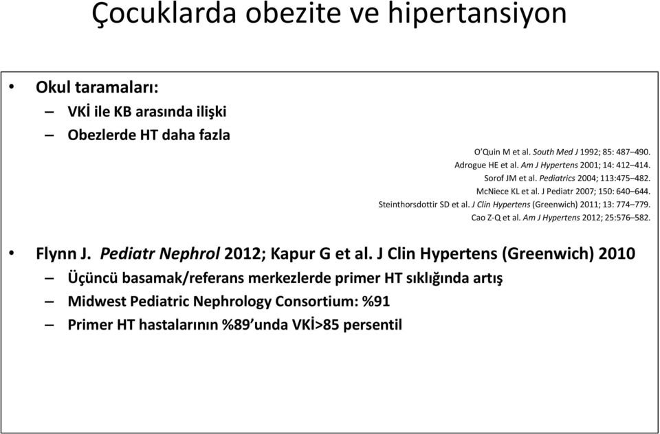 Steinthorsdottir SD et al. J Clin Hypertens (Greenwich) 2011; 13: 774 779. Cao Z Qet al. Am J Hypertens 2012; 25:576 582. Flynn J.