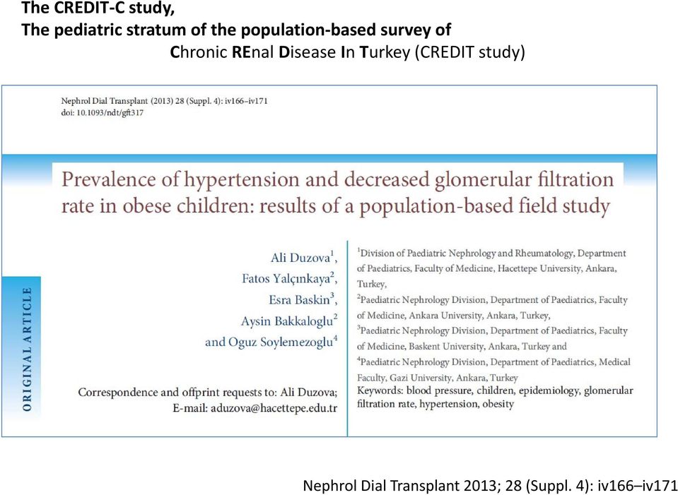 Disease In Turkey (CREDIT study) Nephrol