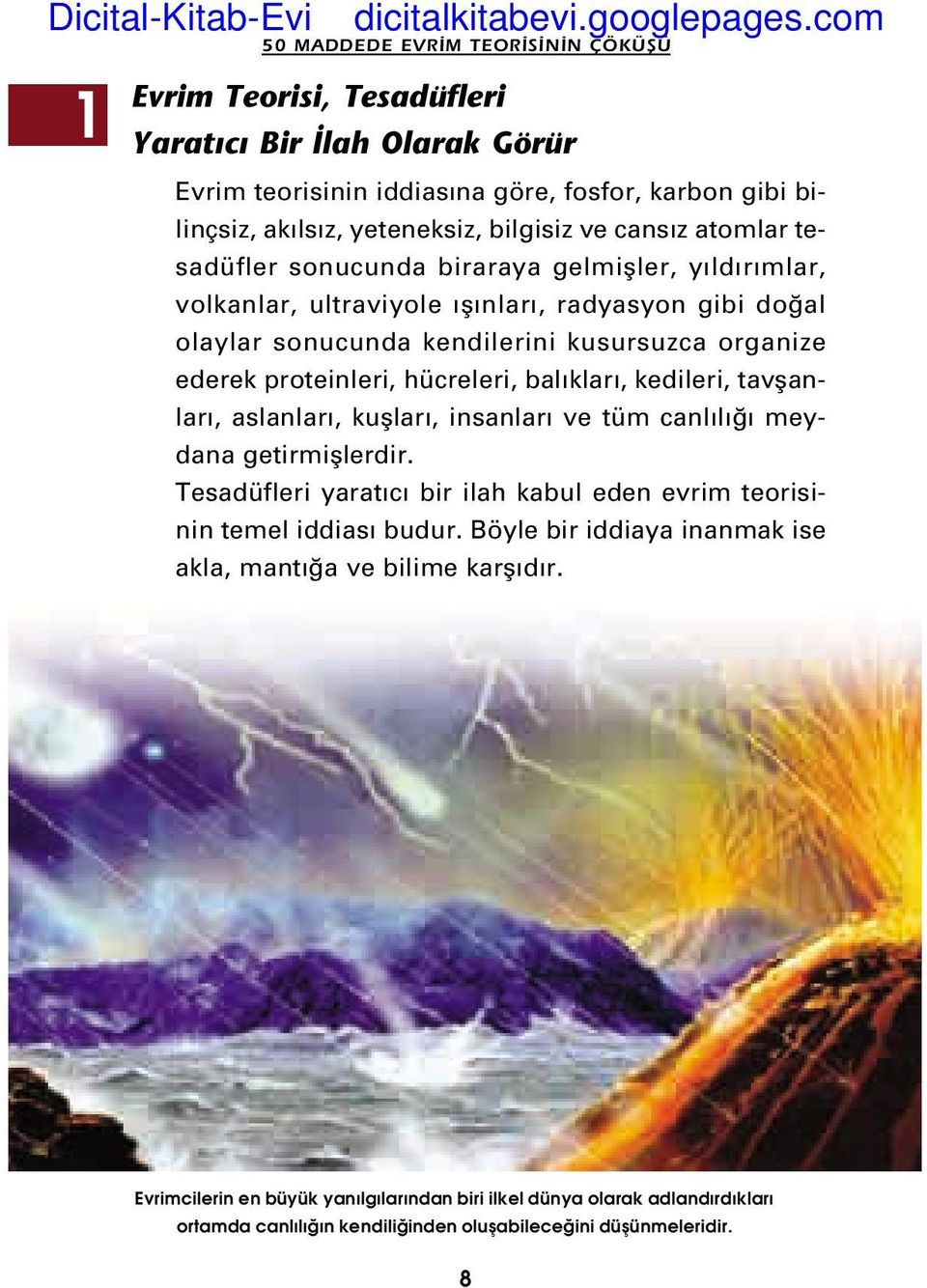 hücreleri, bal klar, kedileri, tavflanlar, aslanlar, kufllar, insanlar ve tüm canl l meydana getirmifllerdir. Tesadüfleri yarat c bir ilah kabul eden evrim teorisinin temel iddias budur.