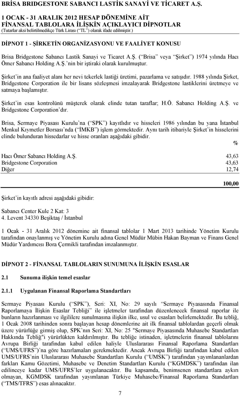 1988 yılında Şirket, Bridgestone Corporation ile bir lisans sözleşmesi imzalayarak Bridgestone lastiklerini üretmeye ve satmaya başlamıştır.