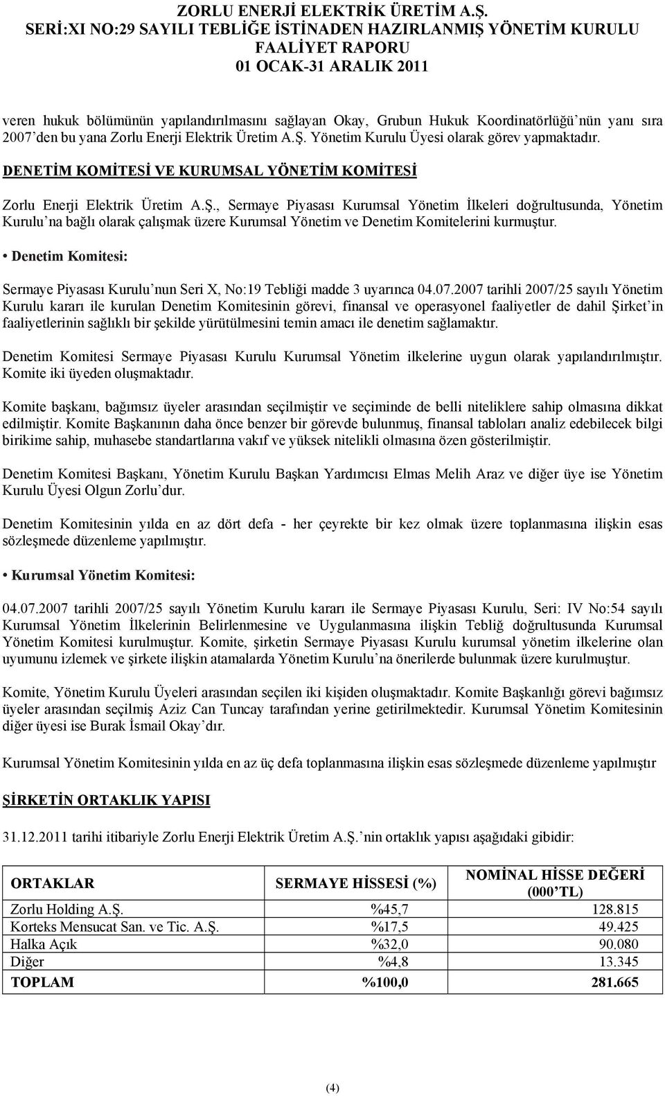 , Sermaye Piyasası Kurumsal Yönetim İlkeleri doğrultusunda, Yönetim Kurulu na bağlı olarak çalışmak üzere Kurumsal Yönetim ve Denetim Komitelerini kurmuştur.