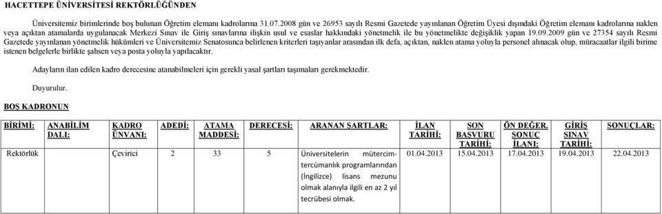 (İngilizce) lisans mezunu olmak