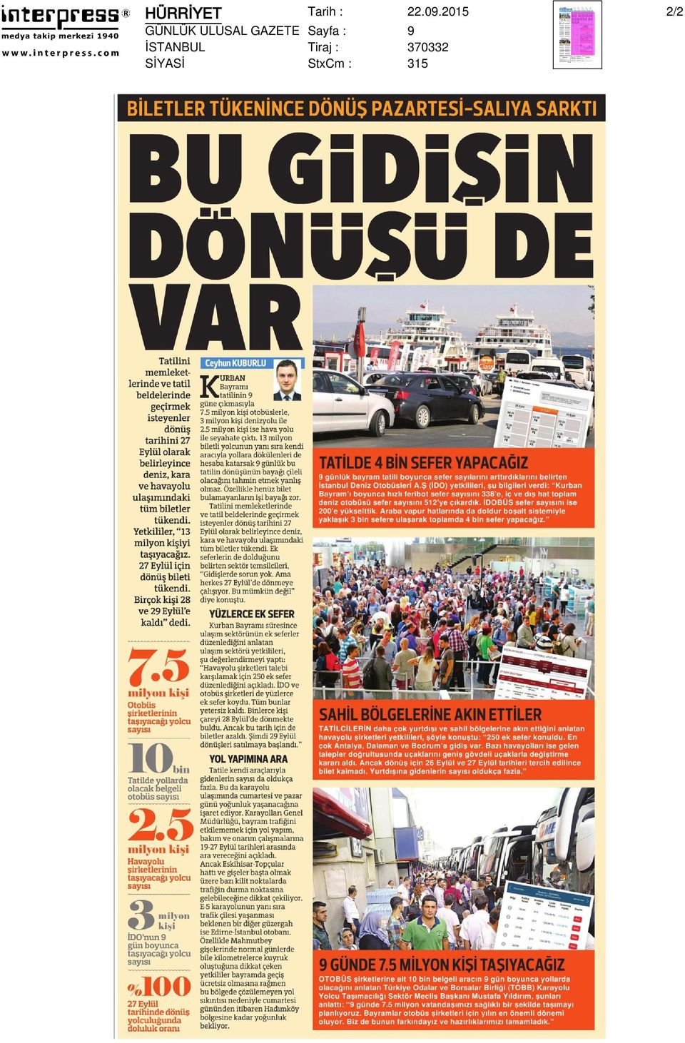Sayfa : 9 İSTANBUL Tiraj :