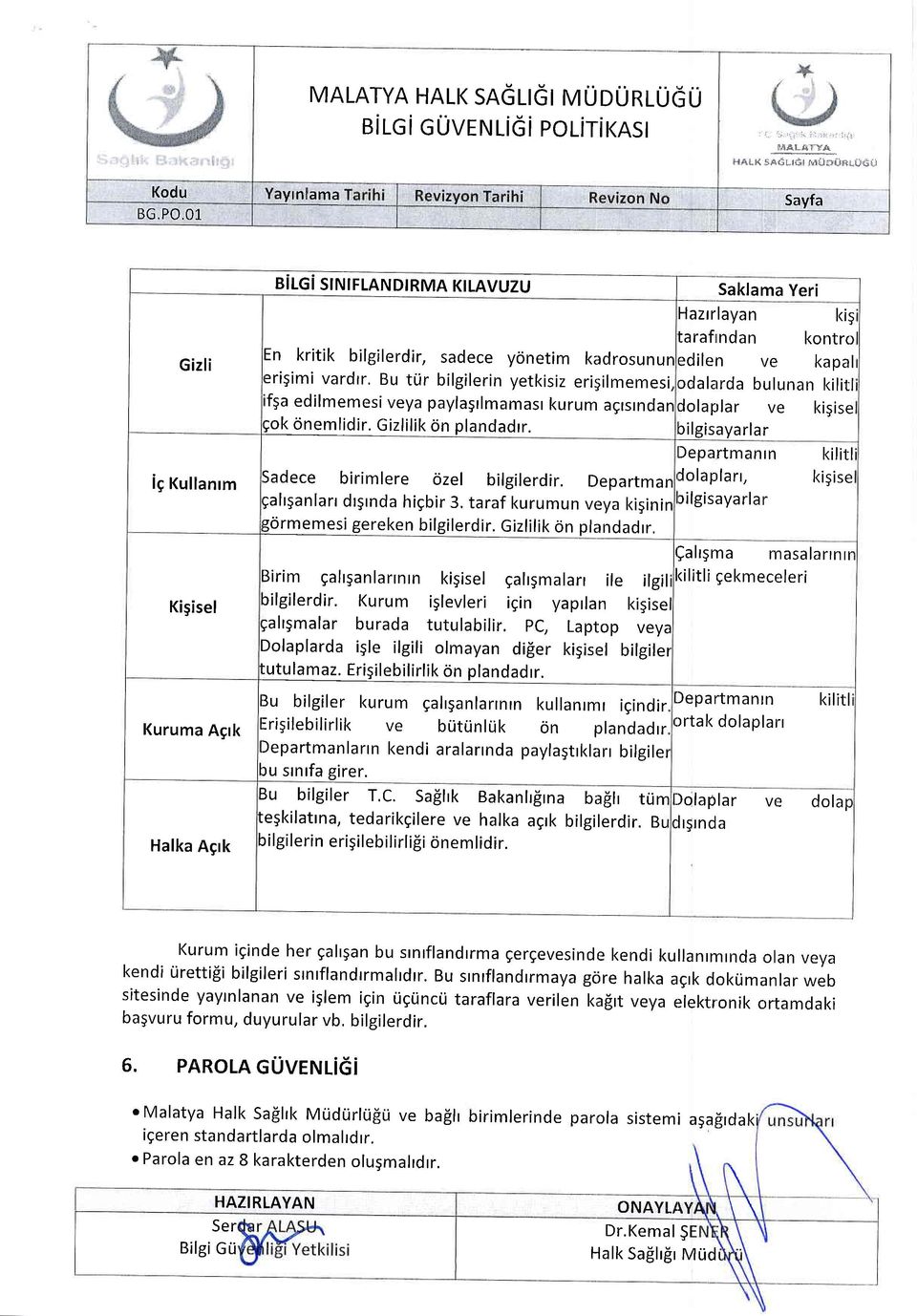 fga edilmemesi veya paylagrlmamasr kurum agrsrndan ;ok onemlidir. Gizlilik on plandadrr. Sadece birimlere ozel bilgilerdir. Departmar ;alrganlarr drgrnda higbir 3.