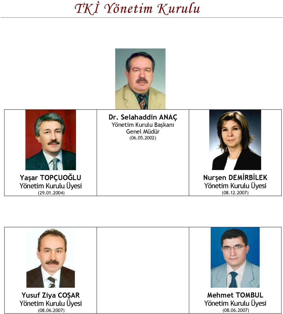 2002) Yaşar TOPÇUOĞLU Yönetim Kurulu Üyesi (29.01.