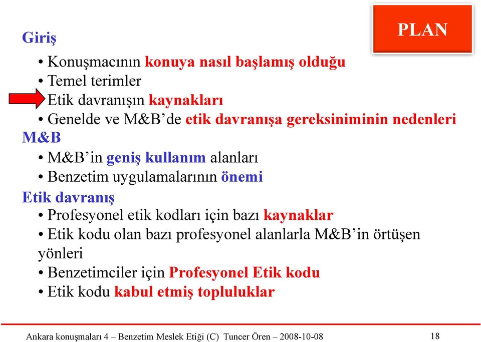 uygulamalarının önemi Etik davranış Profesyonel etik kodları için bazı kaynaklar Etik kodu olan bazı