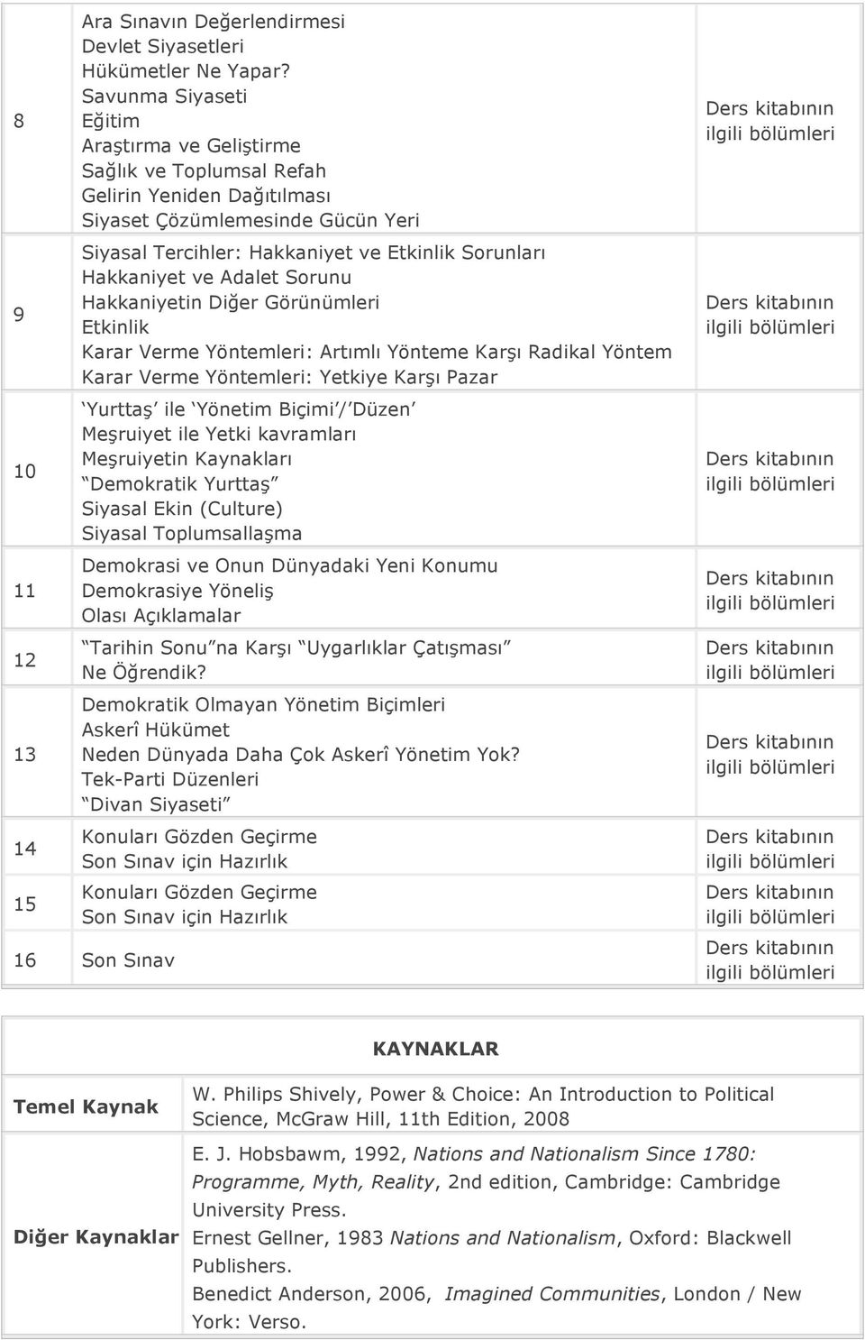 ve Adalet Sorunu Hakkaniyetin Diğer Görünümleri Etkinlik Karar Verme Yöntemleri: Artımlı Yönteme Karşı Radikal Yöntem Karar Verme Yöntemleri: Yetkiye Karşı Pazar Yurttaş ile Yönetim Biçimi / Düzen