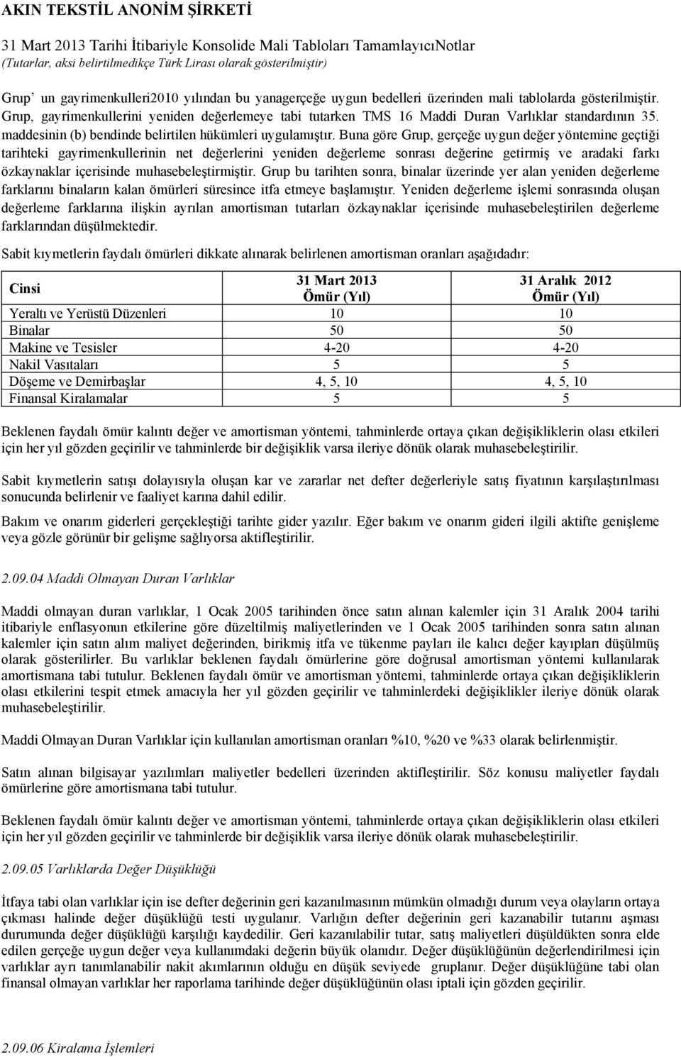 Buna göre Grup, gerçeğe uygun değer yöntemine geçtiği tarihteki gayrimenkullerinin net değerlerini yeniden değerleme sonrası değerine getirmiş ve aradaki farkı özkaynaklar içerisinde