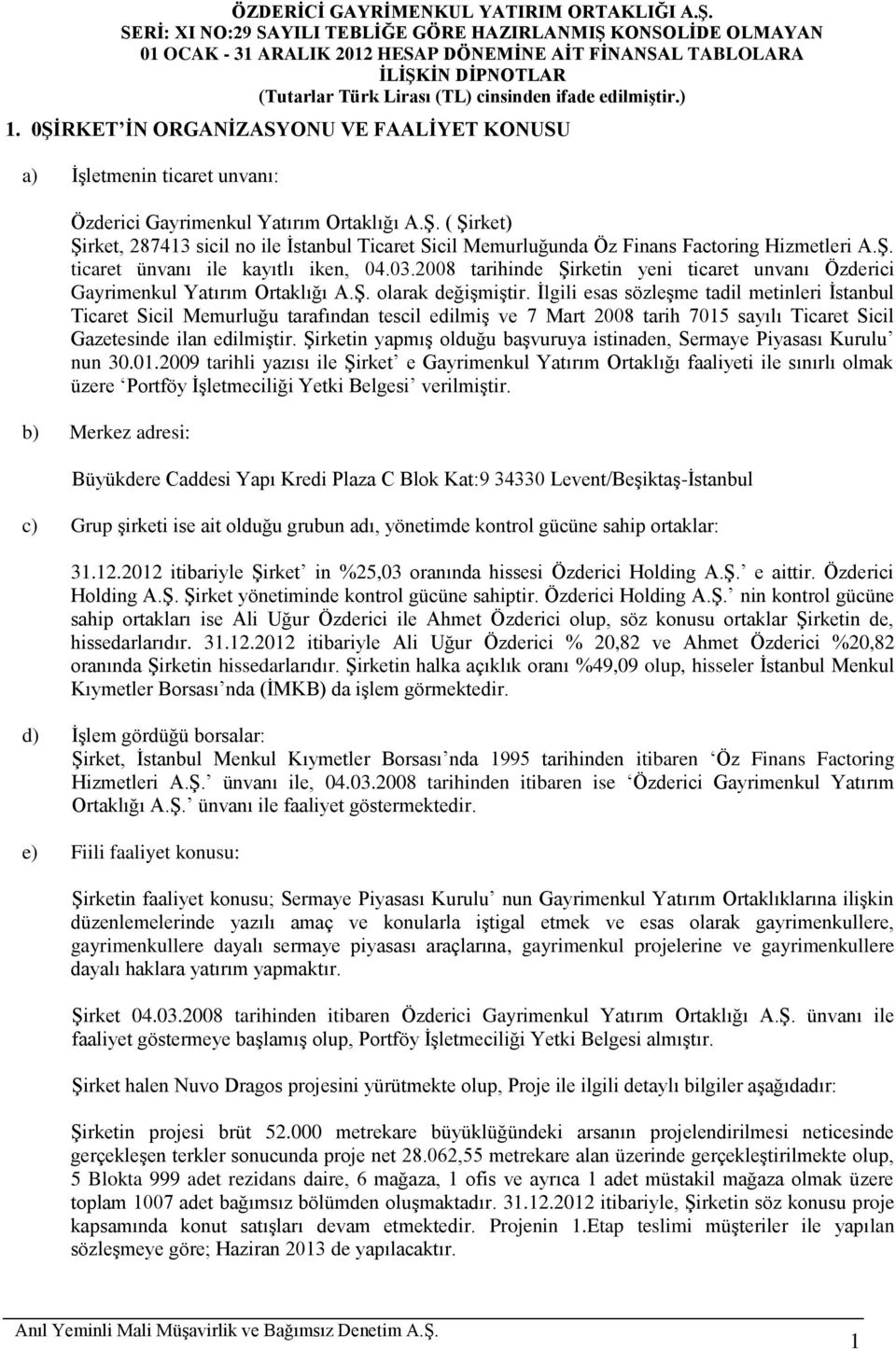 İlgili esas sözleşme tadil metinleri İstanbul Ticaret Sicil Memurluğu tarafından tescil edilmiş ve 7 Mart 2008 tarih 7015 sayılı Ticaret Sicil Gazetesinde ilan edilmiştir.