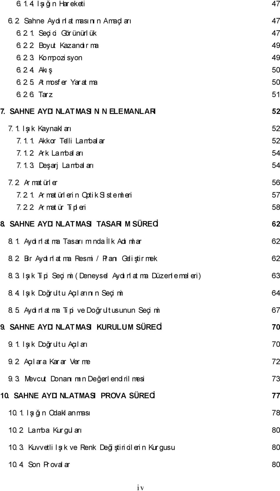 Deşarj Lambal arı 54 7. 2. Ar mat ürl er 56 7. 2. 1. Ar mat ürl eri n Opti k Si st eml eri 57 7. 2. 2. Ar mat ür Ti pl eri 58 8. SAHNE AYDI NLATMASI TASARI M SÜRECİ 62 8. 1. Aydı nl at ma Tasarı mı nda İl k Adı ml ar 62 8.