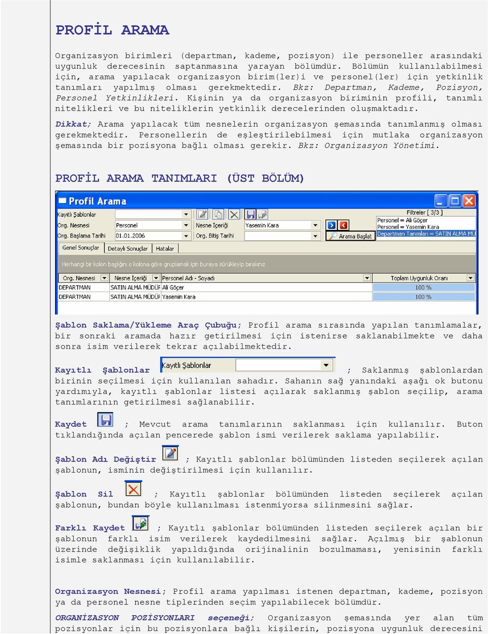 Bkz: Departman, Kademe, Pozisyon, Personel Yetkinlikleri. Kişinin ya da organizasyon biriminin profili, tanımlı nitelikleri ve bu niteliklerin yetkinlik derecelerinden oluşmaktadır.