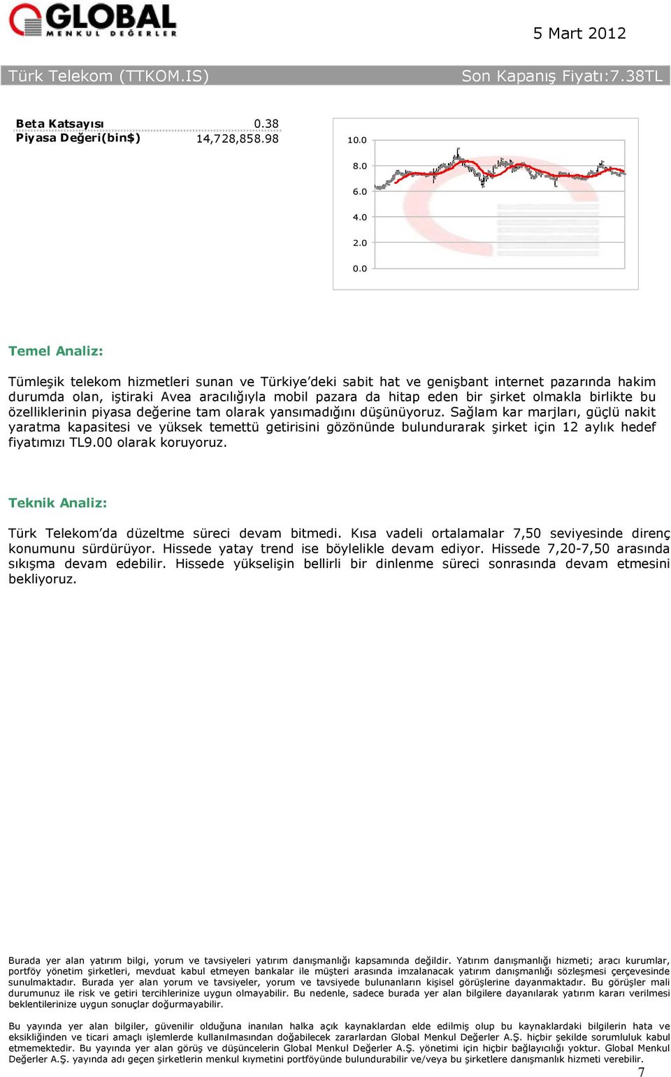 özelliklerinin piyasa değerine tam olarak yansımadığını düşünüyoruz.