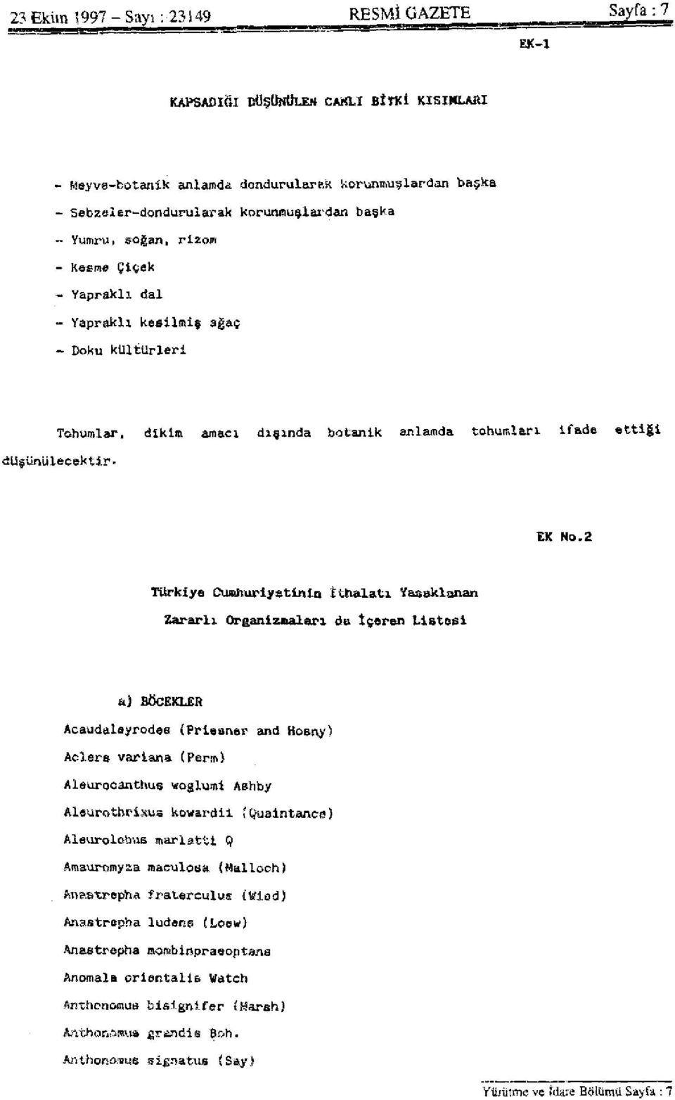 risom - Kesme Çiçek - Yapraklı dal - Yapraklı kesilmiş ağaç - Doku kültürleri Tohumlar, dikim amacı dışında botanik anlamda tohumları ifade ettiği düşünülecektir- EK No.