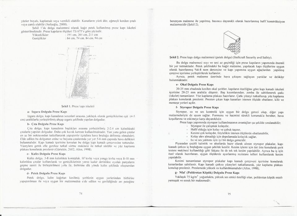 basnca dayankl olarak hazrlanms haffkonstrüksyon malzemesdr (Sekl 2). Sekl 2. Prese kap dolgu malzemes (petek dolgu) (Stellcraft Securt)' avd Safety). a- Izgara Dülg.lu Pres!: Kap Sekl ll.