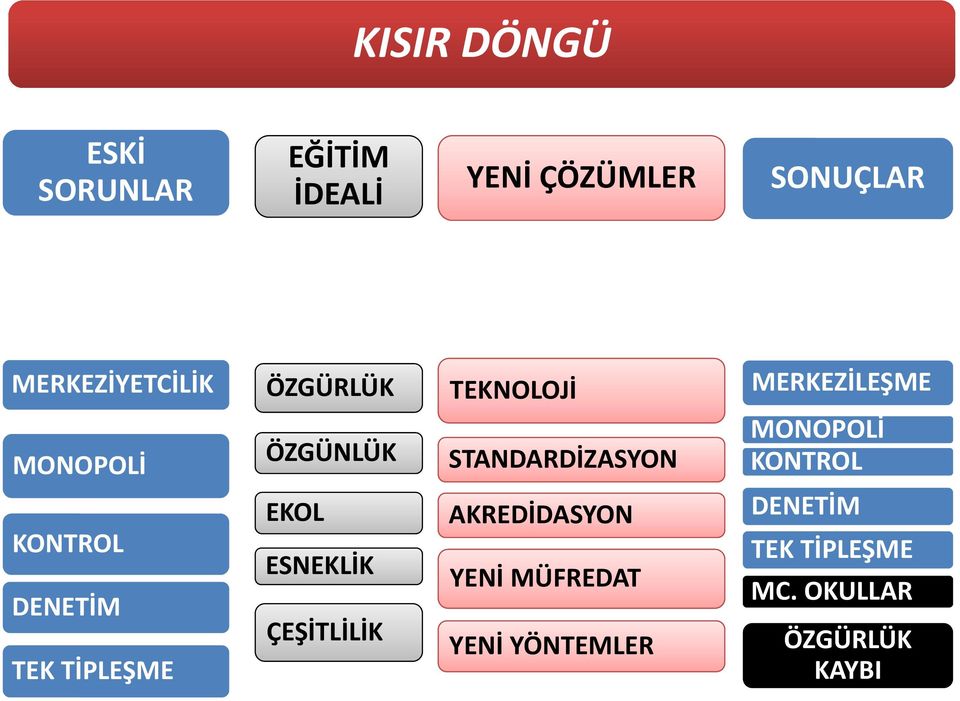 STANDARDİZASYON MONOPOLİ KONTROL KONTROL DENETİM TEK TİPLEŞME EKOL ESNEKLİK