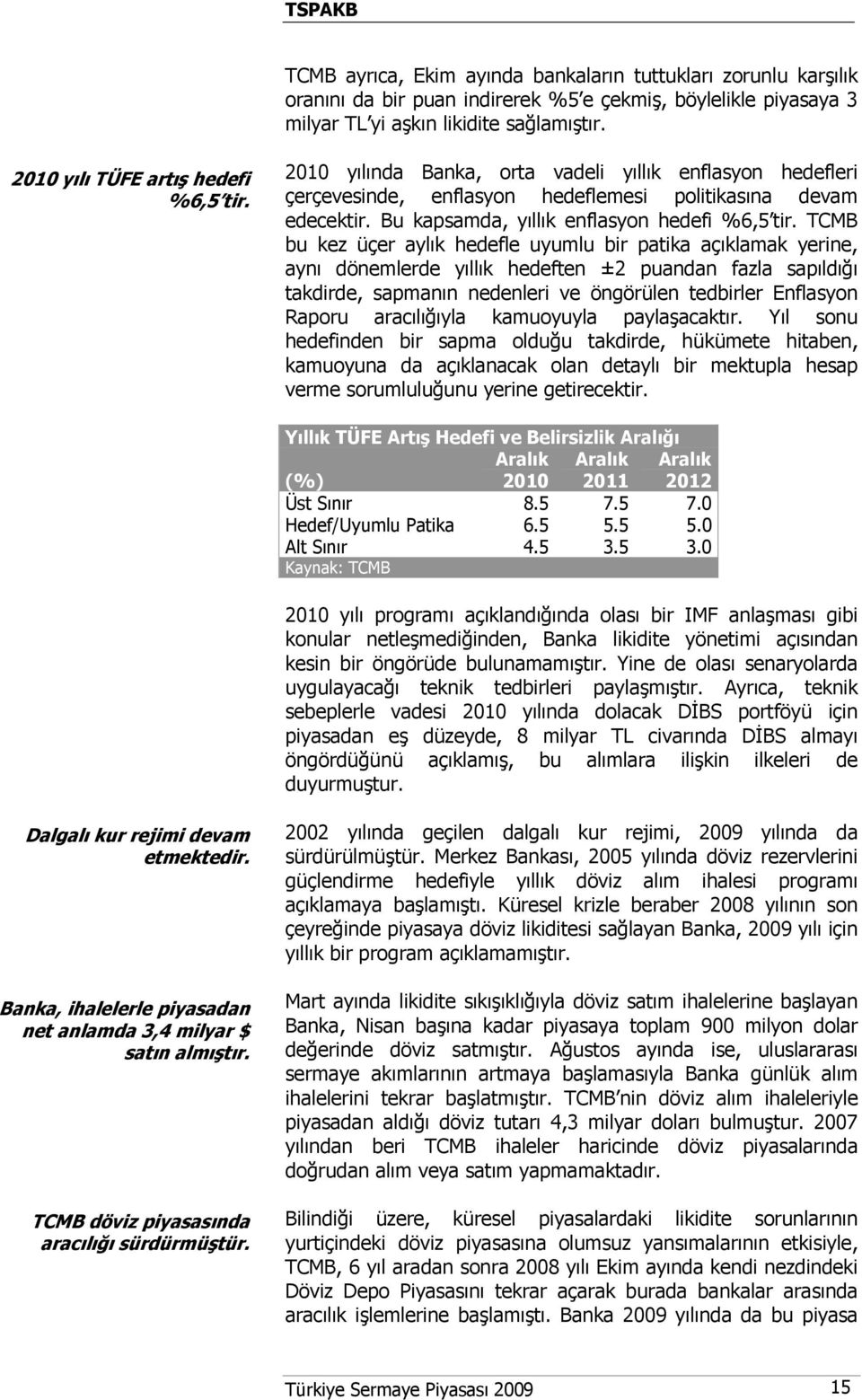 Bu kapsamda, yıllık enflasyon hedefi %6,5 tir.