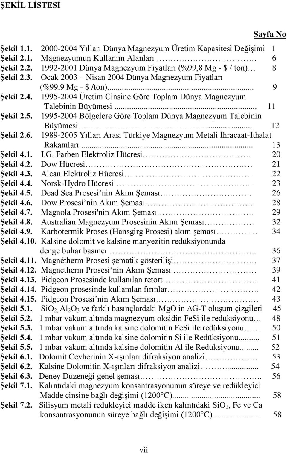 6. Büyümesi... 12 1989-2005 Yılları Arası Türkiye Magnezyum Metali Ġhracaat-Ġthalat Rakamları... 13 ġekil 4.1. I.G. Farben Elektroliz Hücresi 20 ġekil 4.2. Dow Hücresi 21 ġekil 4.3. Alcan Elektroliz Hücresi.