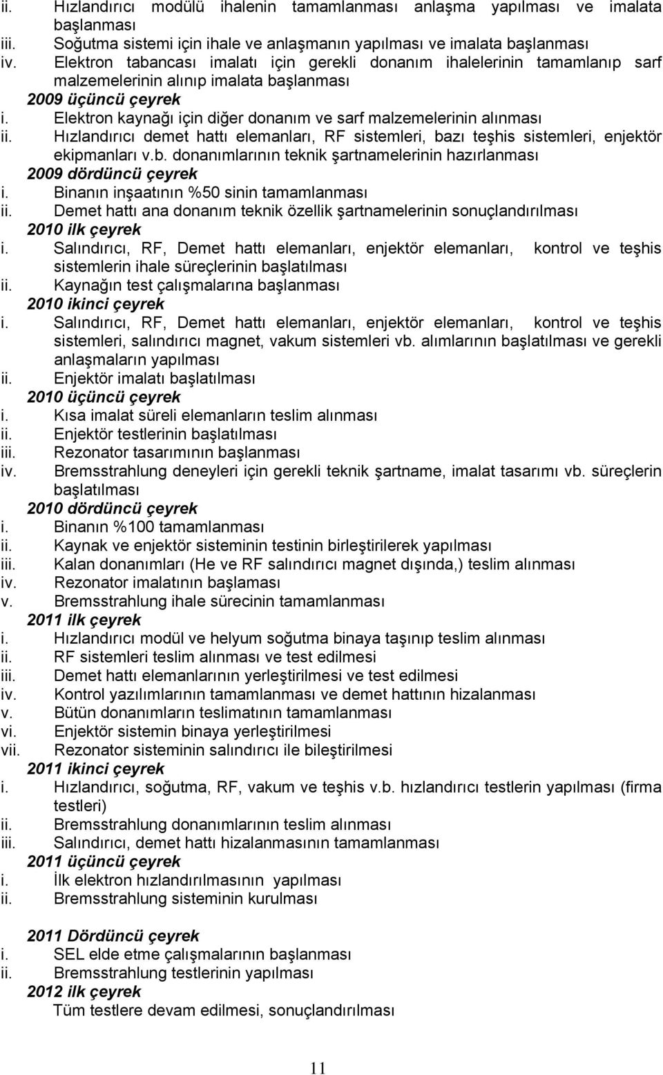 Elektron kaynağı için diğer donanım ve sarf malzemelerinin alınması ii. Hızlandırıcı demet hattı elemanları, RF sistemleri, ba