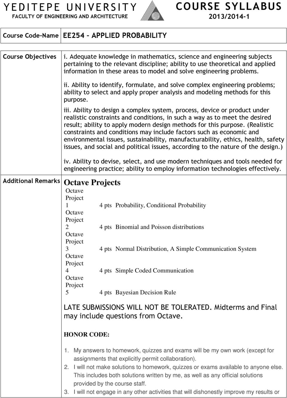 engineering problems. ii. Ability to identify, formulate, and solve complex engineering problems; ability to select and apply proper analysis and modeling methods for this purpose. iii.