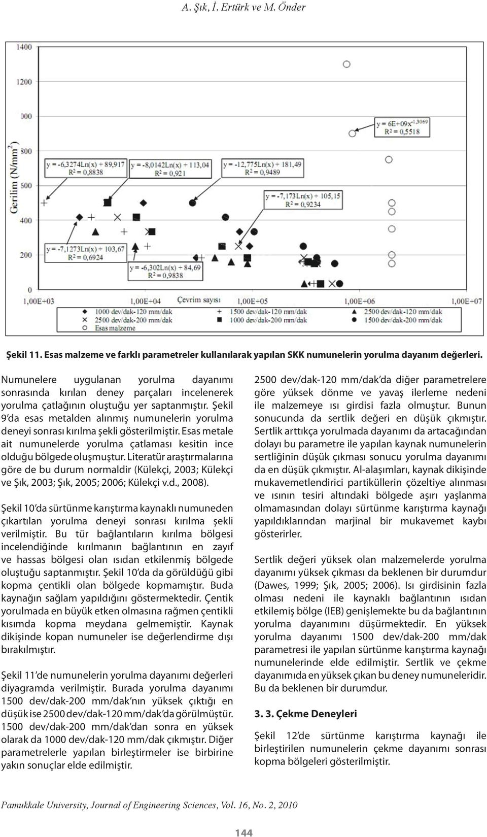 Şekil 9 da esas metalden alınmış numunelerin yorulma deneyi sonrası kırılma şekli gösterilmiştir. Esas metale ait numunelerde yorulma çatlaması kesitin ince olduğu bölgede oluşmuştur.