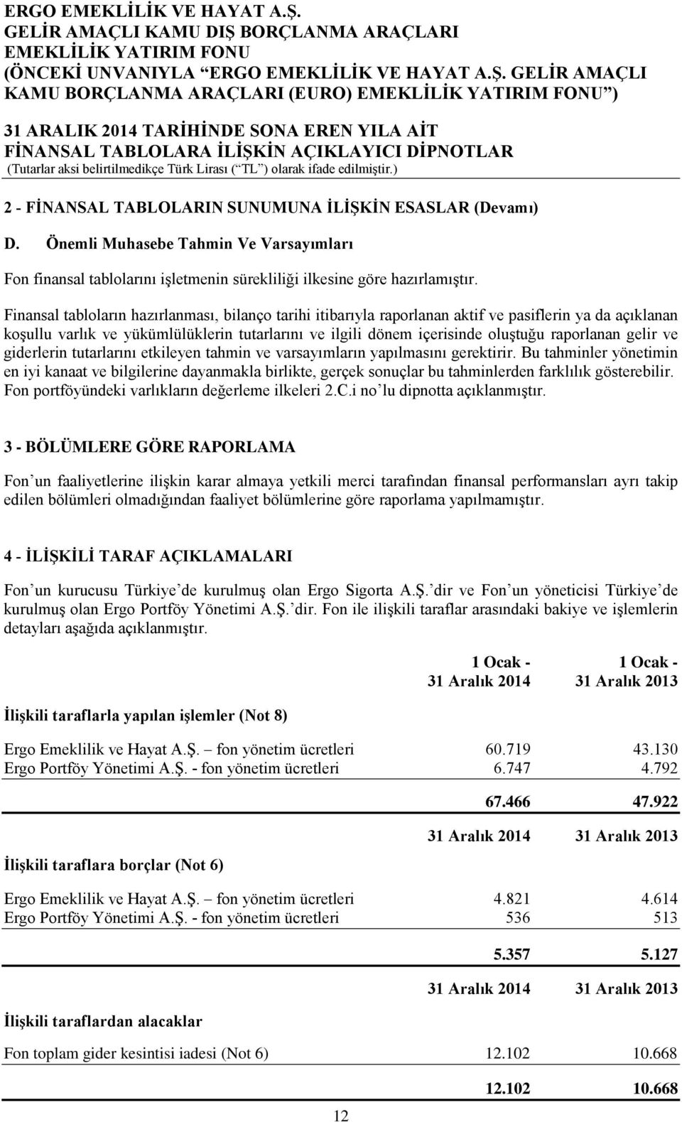 Finansal tabloların hazırlanması, bilanço tarihi itibarıyla raporlanan aktif ve pasiflerin ya da açıklanan koşullu varlık ve yükümlülüklerin tutarlarını ve ilgili dönem içerisinde oluştuğu raporlanan