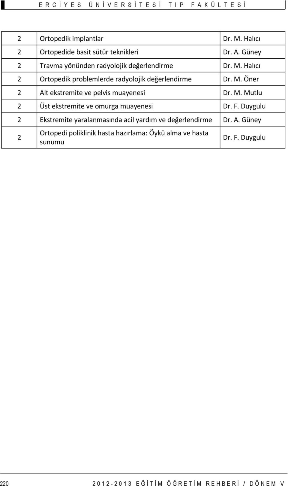 M. Mutlu 2 Üst ekstremite ve omurga muayenesi Dr. F. Duygulu 2 Ekstremite yaralanmasında acil yardım ve değerlendirme Dr. A.