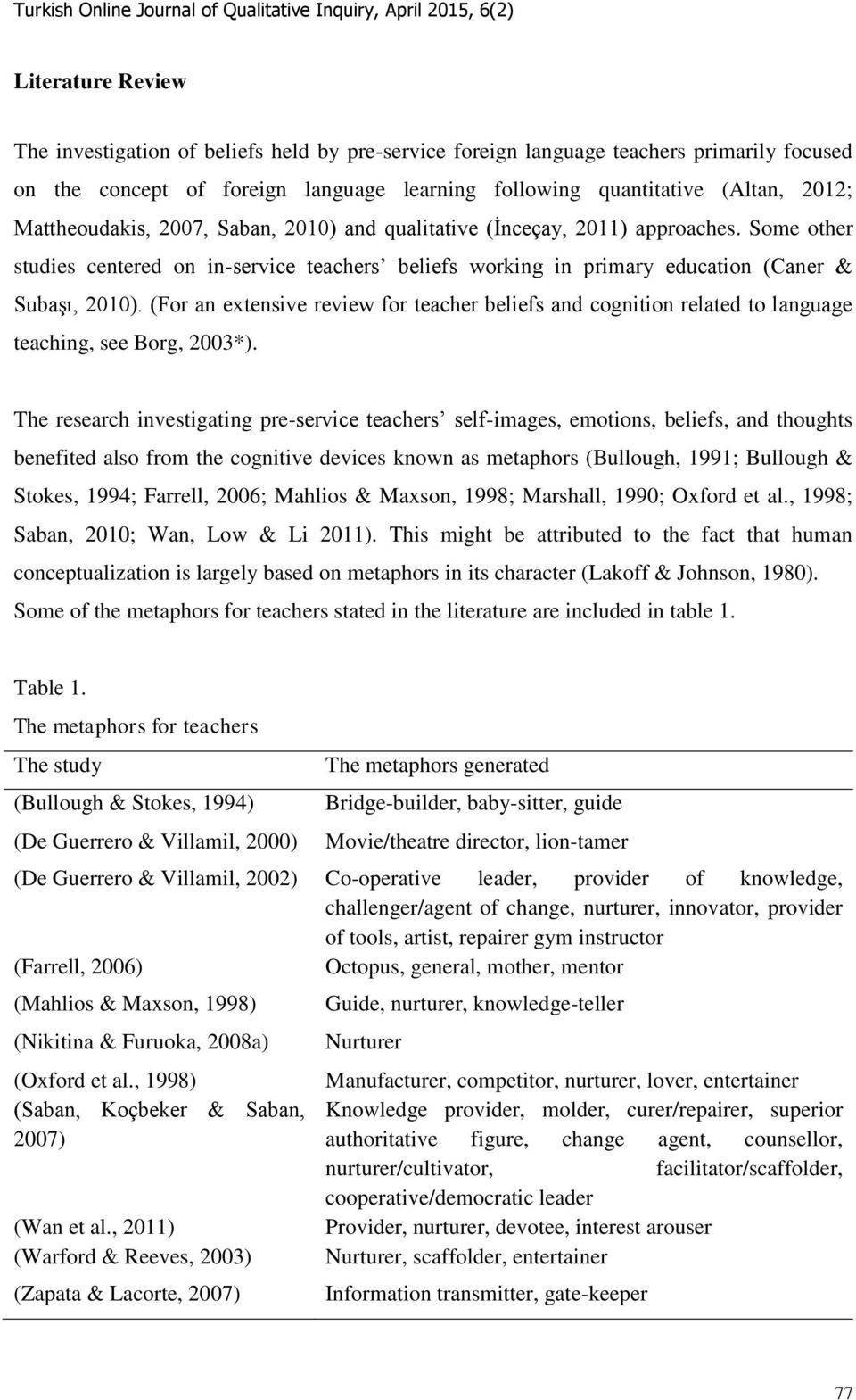 (For an extensive review for teacher beliefs and cognition related to language teaching, see Borg, 2003*).