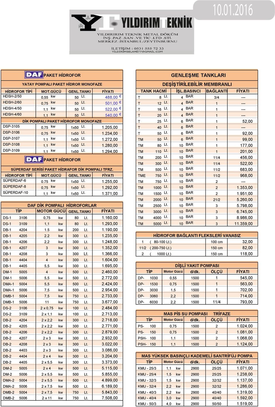 7,00 DAF DİK POMPALI HİDROFORLAR MOOR GÜCÜ GENL.ANKI DS- 0 0,7 DS- 09, DB- 0. 00 DB- 0.