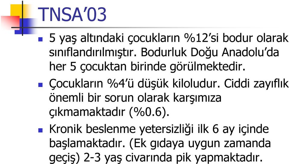 Çocukların %4 ü düşük kiloludur.