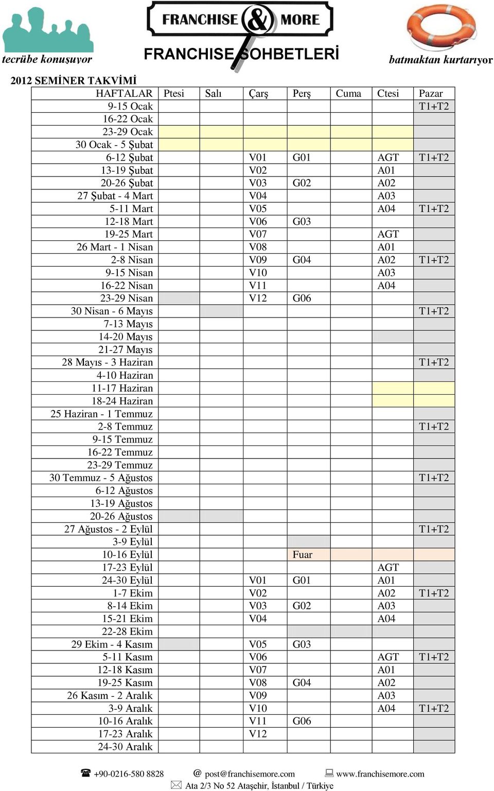 30 Nisan - 6 Mayıs T1+T2 7-13 Mayıs 14-20 Mayıs 21-27 Mayıs 28 Mayıs - 3 Haziran T1+T2 4-10 Haziran 11-17 Haziran 18-24 Haziran 25 Haziran - 1 Temmuz 2-8 Temmuz T1+T2 9-15 Temmuz 16-22 Temmuz 23-29