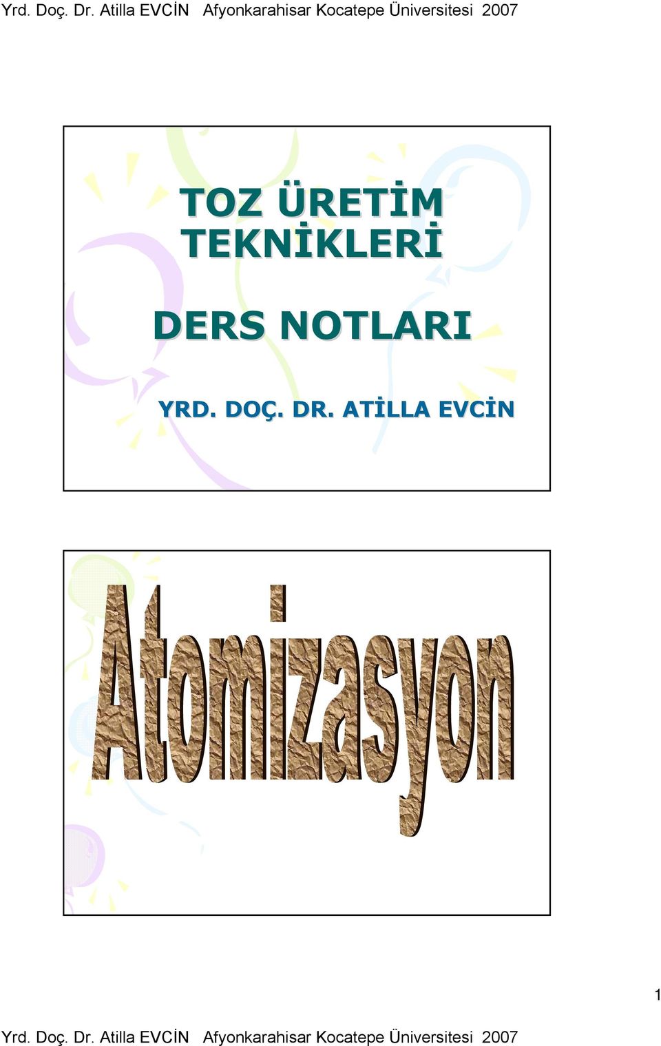 DERS NOTLARI YRD.