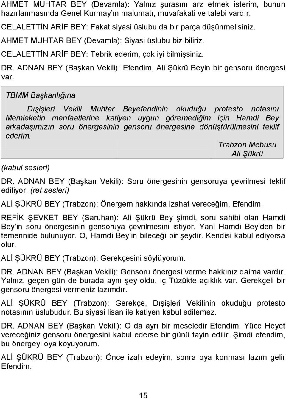 ADNAN BEY (Başkan Vekili): Efendim, Ali Şükrü Beyin bir gensoru önergesi var.