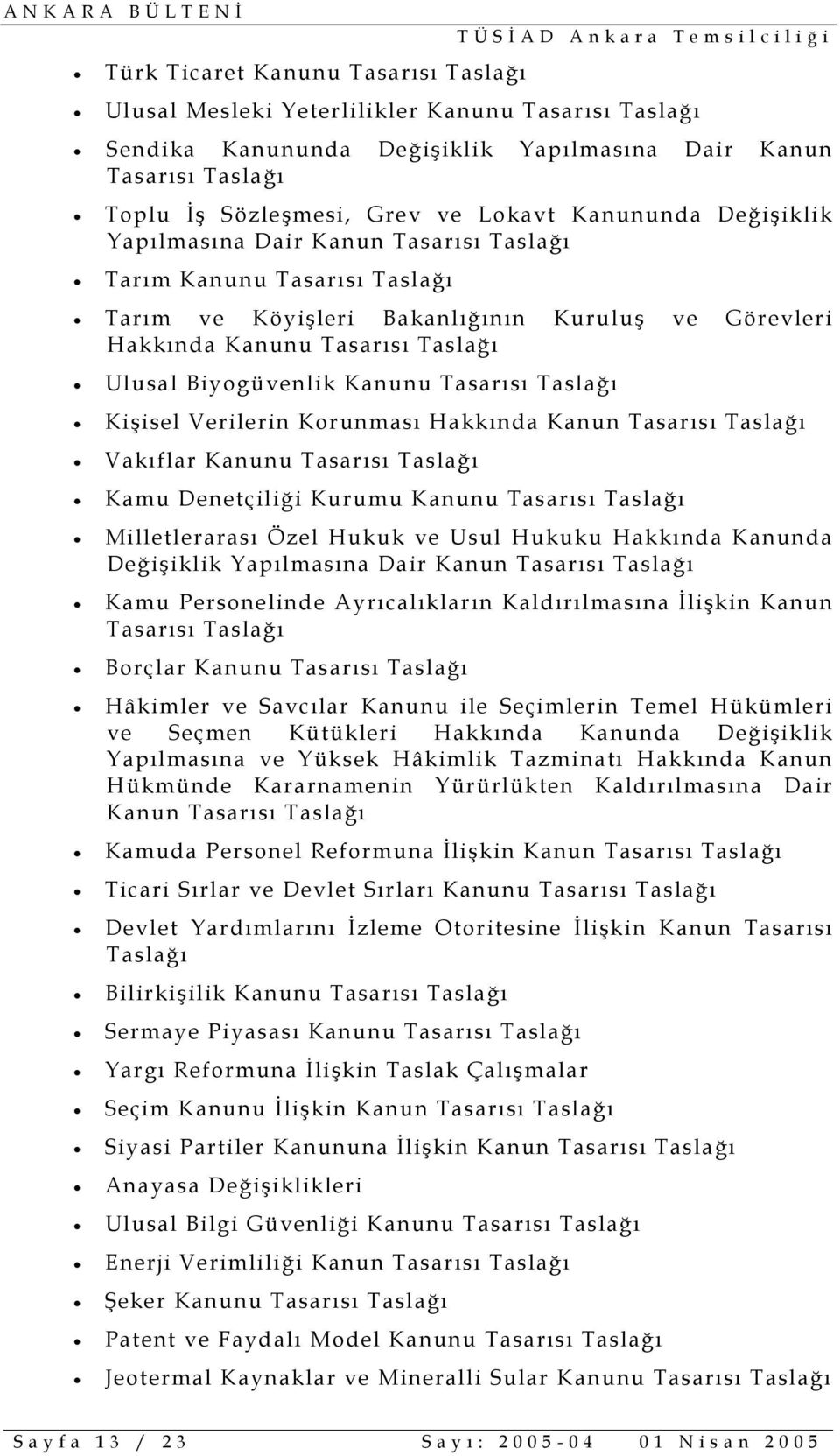 Taslağı Kişisel Verilerin Korunması Hakkında Taslağı Vakıflar Kanunu Tasarısı Taslağı Kamu Denetçiliği Kurumu Kanunu Tasarısı Taslağı Milletlerarası Özel Hukuk ve Usul Hukuku Hakkında Kanunda