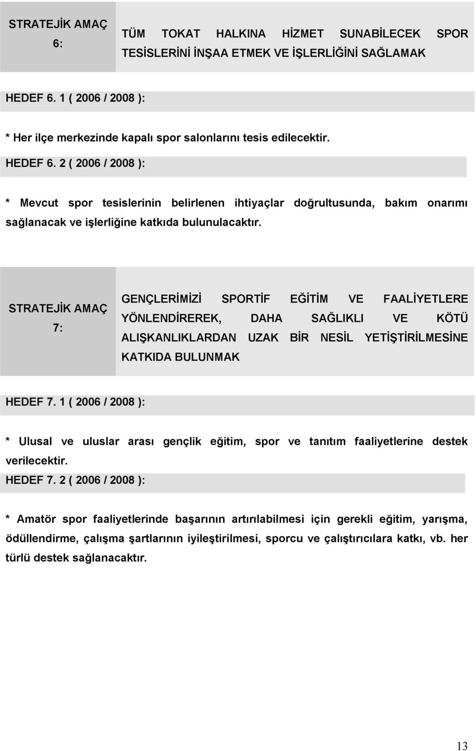 STRATEJİK AMAÇ 7: GENÇLERİMİZİ SPORTİF EĞİTİM VE FAALİYETLERE YÖNLENDİREREK, DAHA SAĞLIKLI VE KÖTÜ ALIŞKANLIKLARDAN UZAK BİR NESİL YETİŞTİRİLMESİNE KATKIDA BULUNMAK HEDEF 7.