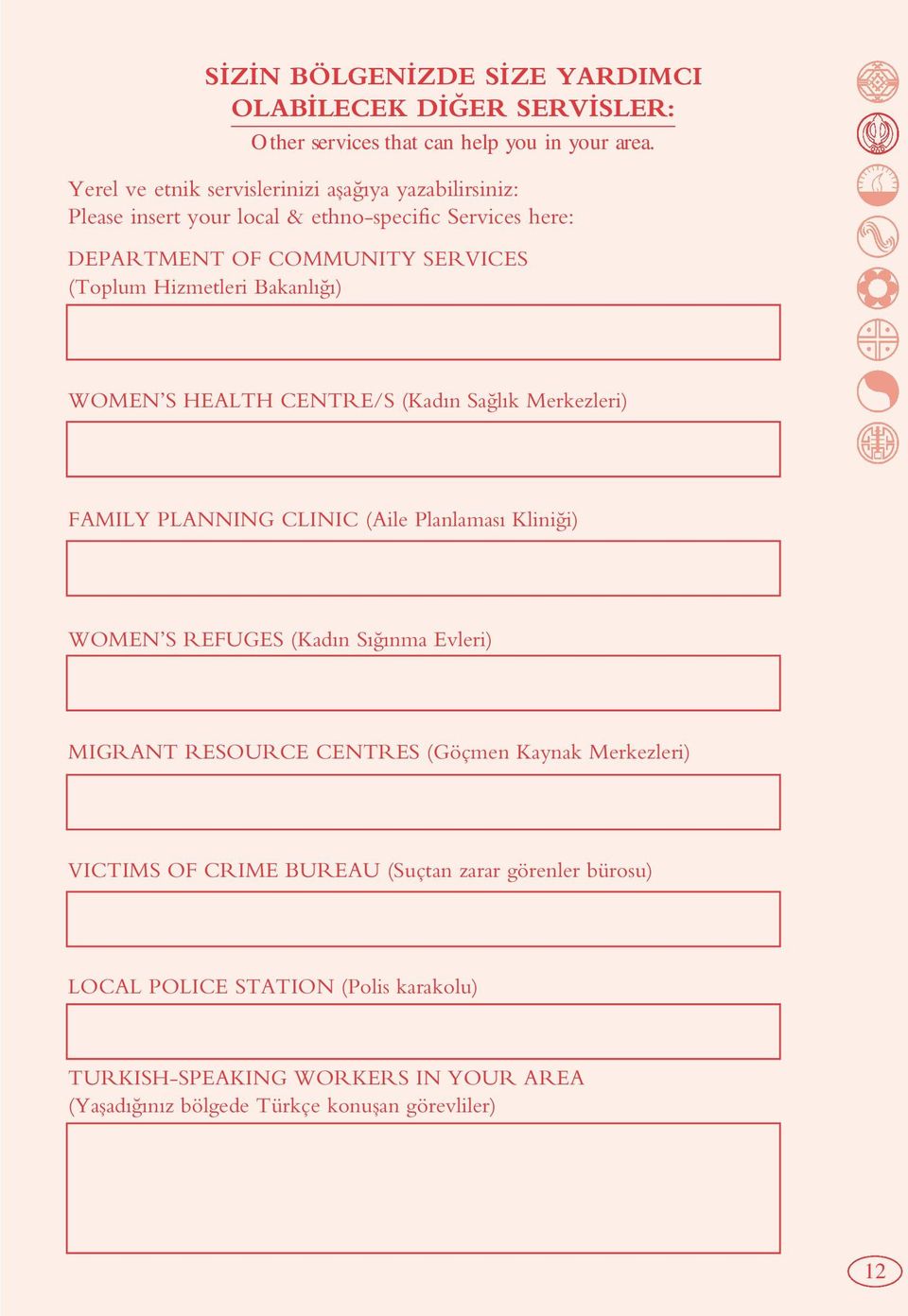 Bakanlı ı) WOMEN S HEALTH CENTRE/S (Kadın Sa lık Merkezleri) FAMILY PLANNING CLINIC (Aile Planlaması Klini i) WOMEN S REFUGES (Kadın Sı ınma Evleri) MIGRANT