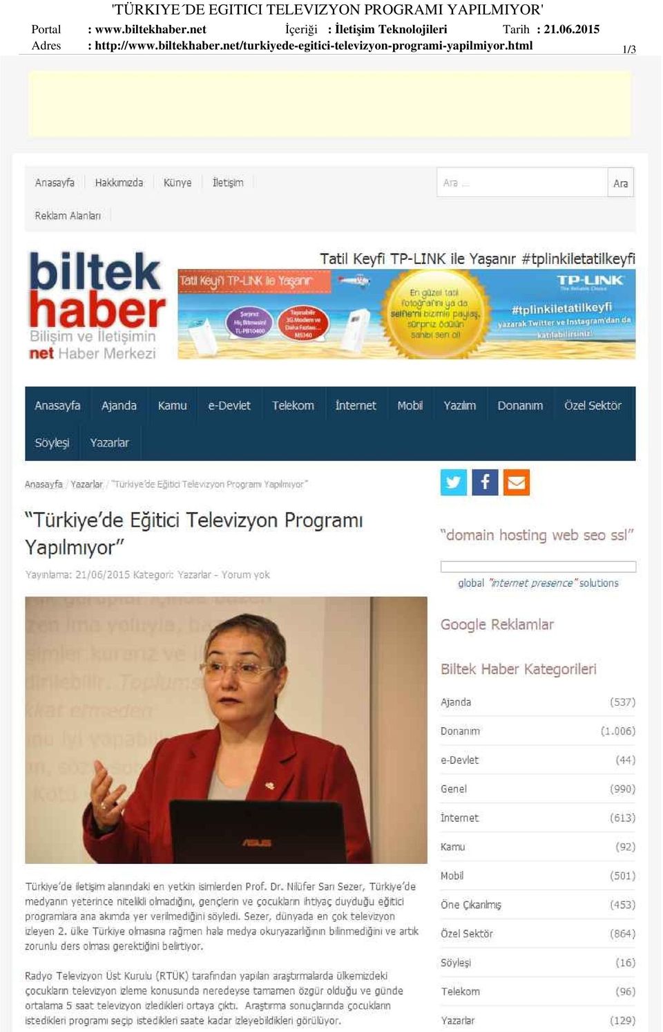 net İçeriği : İletişim Teknolojileri Tarih : 21.06.