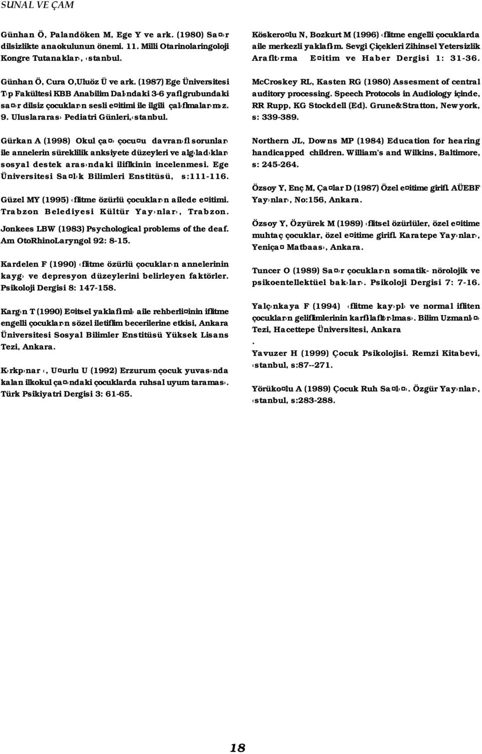 Gürkan A (1998) Okul ça çocu u davran fl sorunlar ile annelerin süreklilik anksiyete düzeyleri ve alg lad klar sosyal destek aras ndaki iliflkinin incelenmesi.