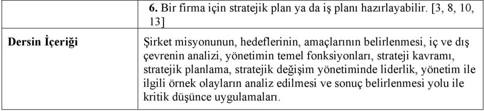 analizi, yönetimin temel fonksiyonları, strateji kavramı, stratejik planlama, stratejik değişim