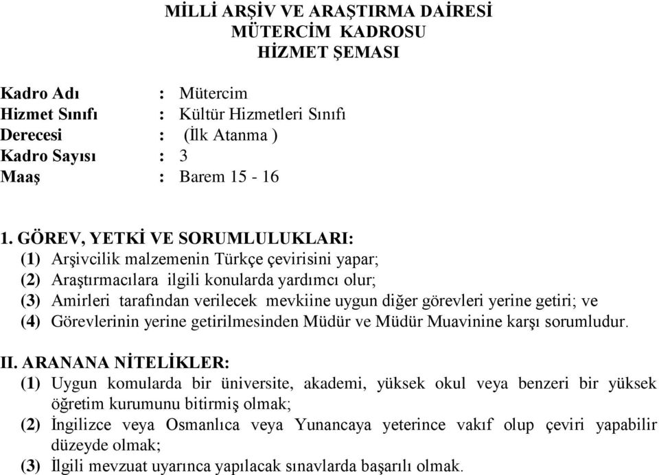 getirilmesinden Müdür ve Müdür Muavinine karşı sorumludur. II.