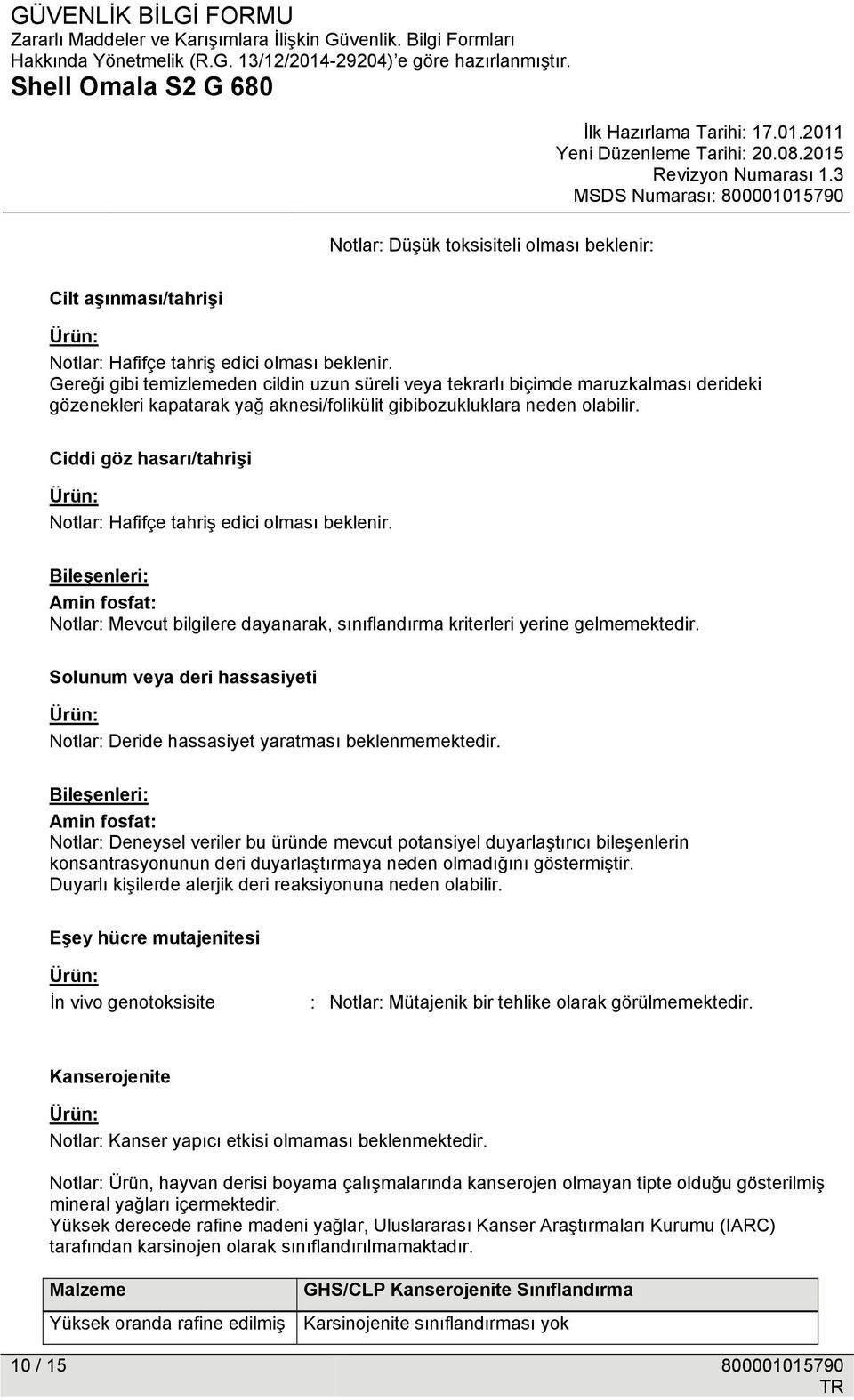 Ciddi göz hasarı/tahrişi Notlar: Hafifçe tahriş edici olması beklenir. Bileşenleri: Amin fosfat: Notlar: Mevcut bilgilere dayanarak, sınıflandırma kriterleri yerine gelmemektedir.