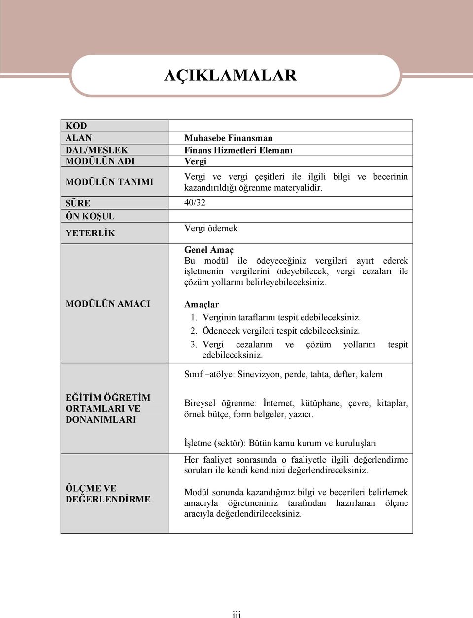 Genel Amaç Bu modül ile ödeyeceğiniz vergileri ayırt ederek işletmenin vergilerini ödeyebilecek, vergi cezaları ile çözüm yollarını belirleyebileceksiniz. MODÜLÜN AMACI Amaçlar 1.