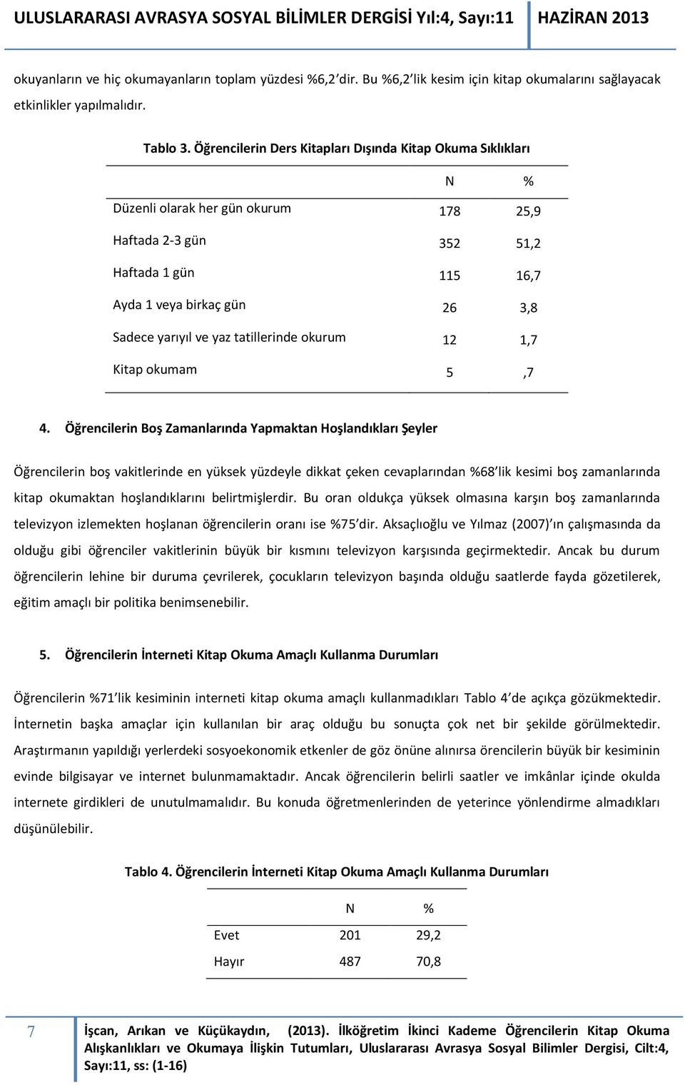 tatillerinde okurum 12 1,7 Kitap okumam 5,7 4.