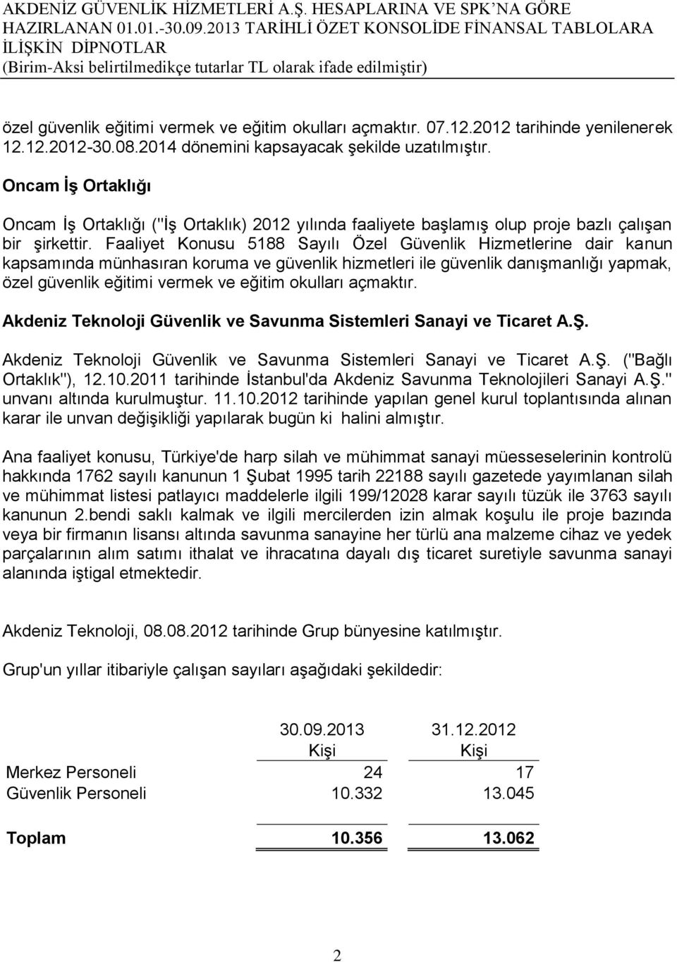 Faaliyet Konusu 5188 Sayılı Özel Güvenlik Hizmetlerine dair kanun kapsamında münhasıran koruma ve güvenlik hizmetleri ile güvenlik danışmanlığı yapmak, özel güvenlik eğitimi vermek ve eğitim okulları