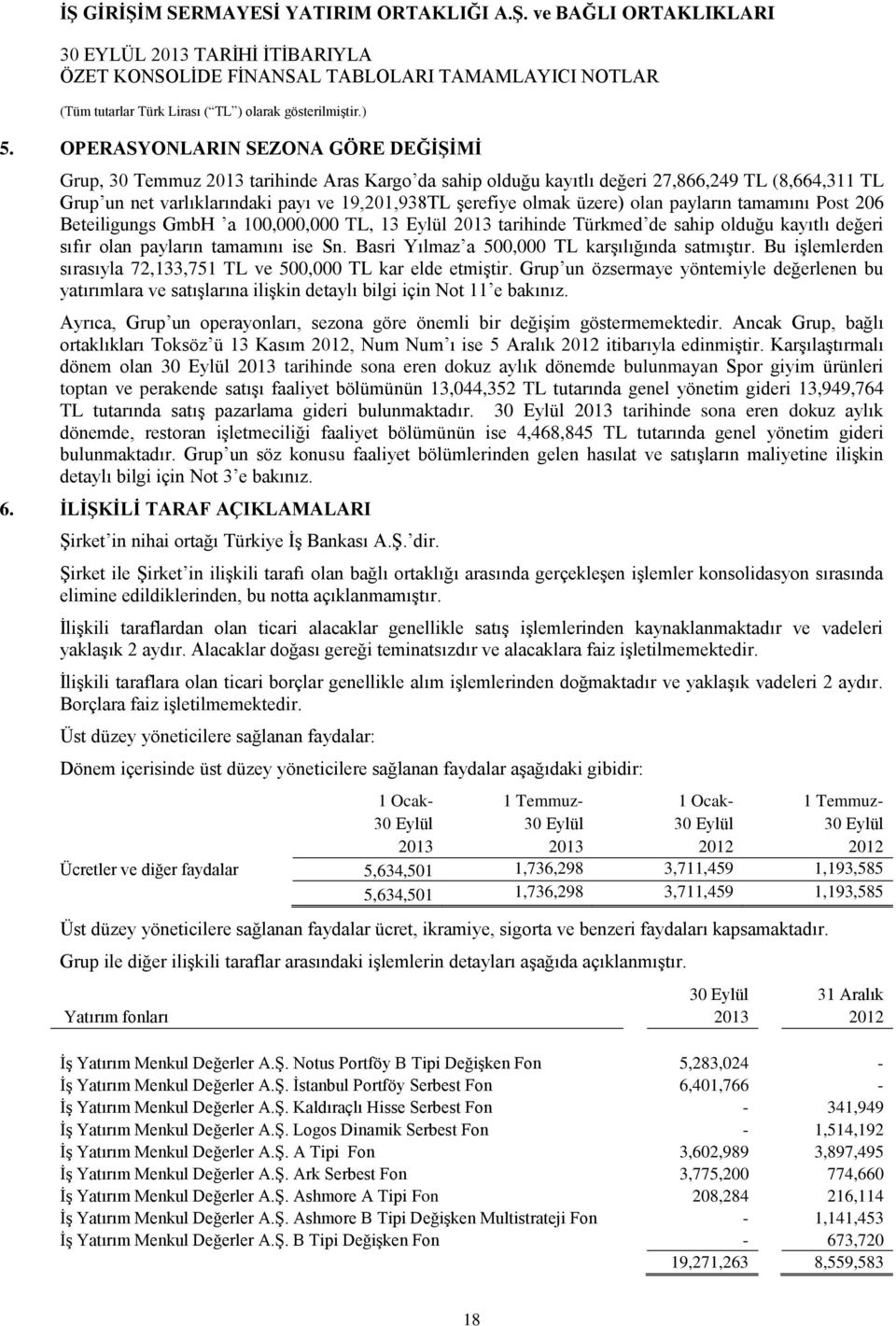 olmak üzere) olan payların tamamını Post 206 Beteiligungs GmbH a 100,000,000 TL, 13 Eylül 2013 tarihinde Türkmed de sahip olduğu kayıtlı değeri sıfır olan payların tamamını ise Sn.