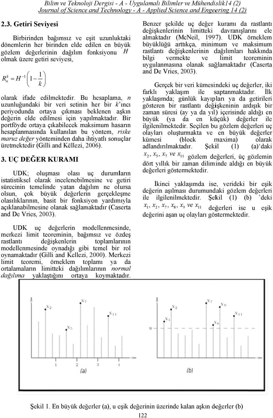 ifade edilmektedir. Bu hesalama, n uzunluğundaki bir veri setininn her bir k ıncı eriyodunda ortayaa çıkması beklenen aşkın değerin elde edilmesi için yaılmaktadır.