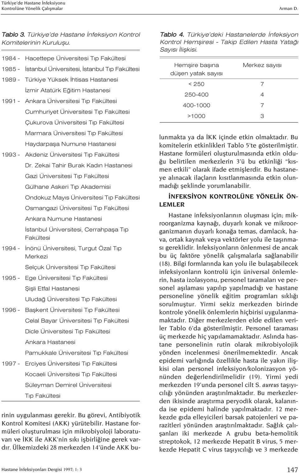 Fakültesi Cumhuriyet Üniversitesi T p Fakültesi Çukurova Üniversitesi T p Fakültesi Marmara Üniversitesi T p Fakültesi Haydarpafla Numune Hastanesi 1993 - Akdeniz Üniversitesi T p Fakültesi Dr.