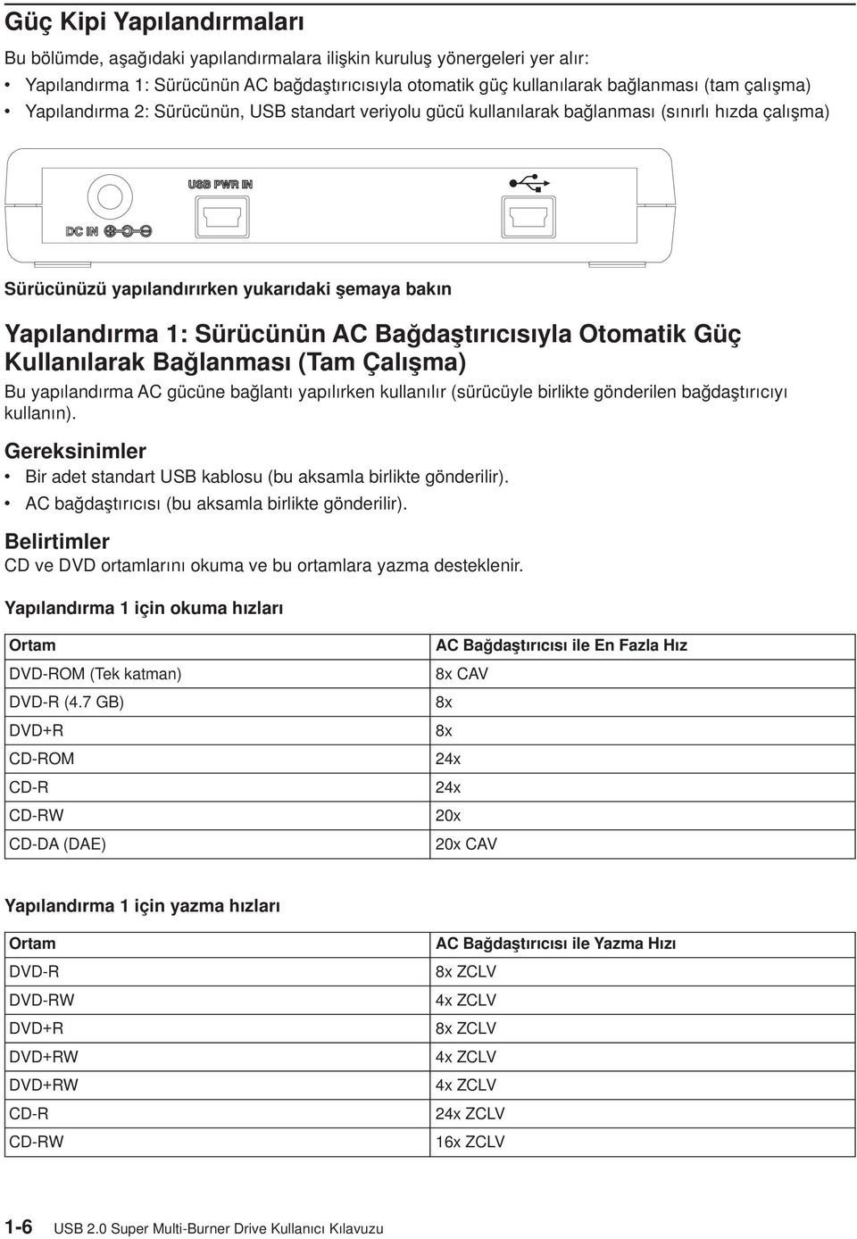 Sürücünün AC Bağdaştırıcısıyla Otomatik Güç Kullanılarak Bağlanması (Tam Çalışma) Bu yapılandırma AC gücüne bağlantı yapılırken kullanılır (sürücüyle birlikte gönderilen bağdaştırıcıyı kullanın).