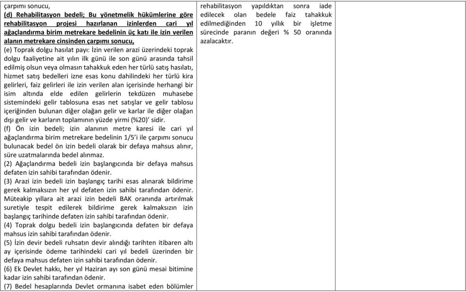 tahakkuk eden her türlü satış hasılatı, hizmet satış bedelleri izne esas konu dahilindeki her türlü kira gelirleri, faiz gelirleri ile izin verilen alan içerisinde herhangi bir isim altında elde