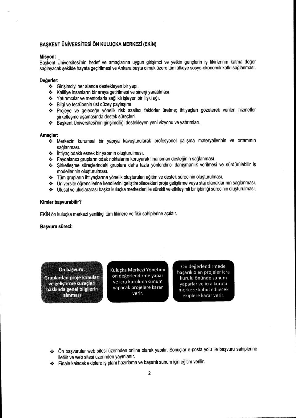 :. Bilgi ve tecrobeninust duzey paylasirnr..:. Projeye ve gelecege yonelik risk azaltict faktorler uretme; ihtiya91an gozeterek verilen hizmetler sirkeflesrneasamasmdadestek sureclerl.:. Baskent Universitesi'ningiri~imciligidestekleyenyeni vizyonu ve yatmmlan, Ama~lar:.